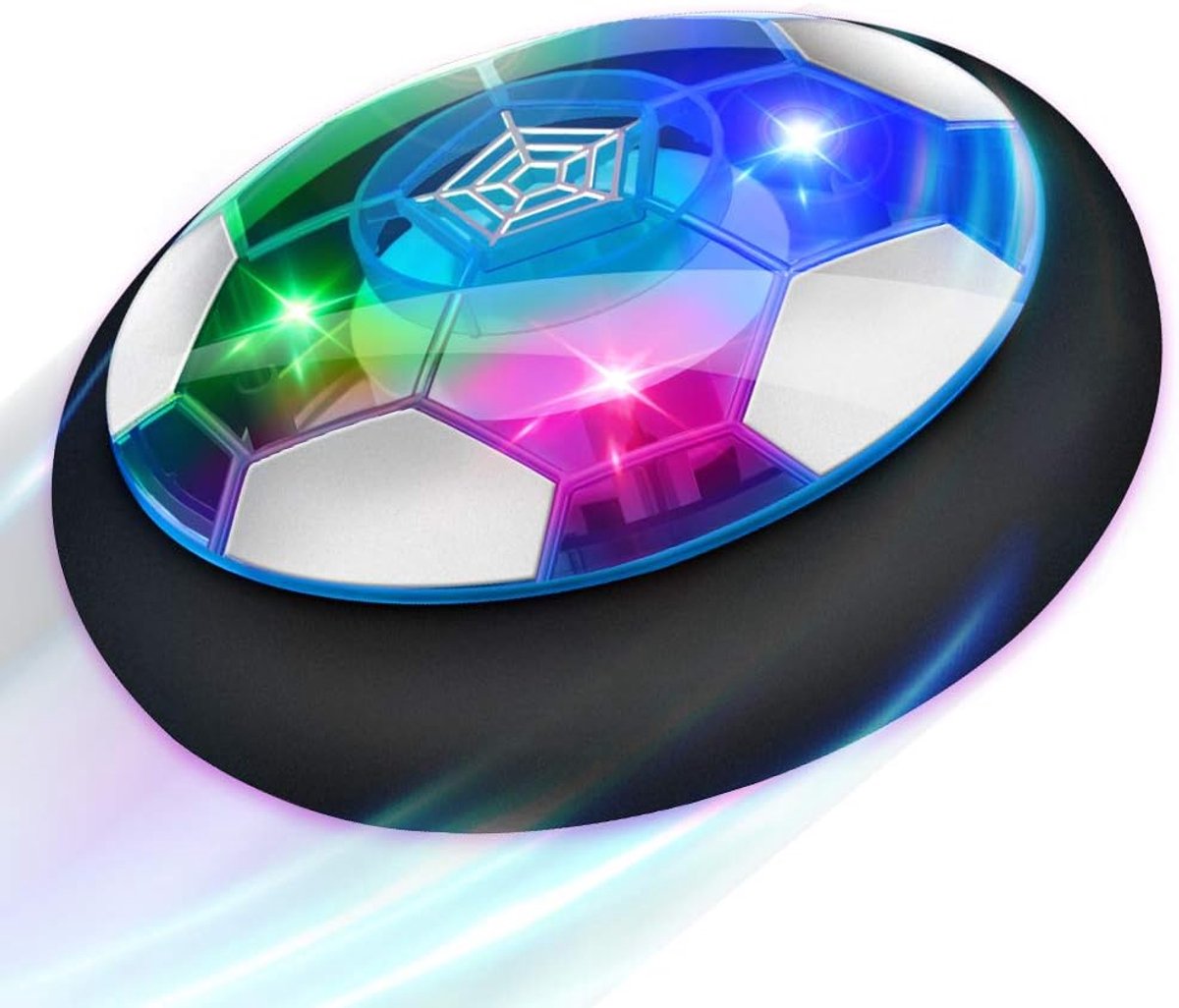 Sander Shop Kinderen Hover Voetbal Cadeau Jongens Meisjes Leeftijd 3,4,5,6,7,8,9-12 Jaar Oude Oplaadbare Air Power Sportvoetbal Spel Kleurrijke LED-verlichting & Schuim Bumpers Binnen Buiten Schijf