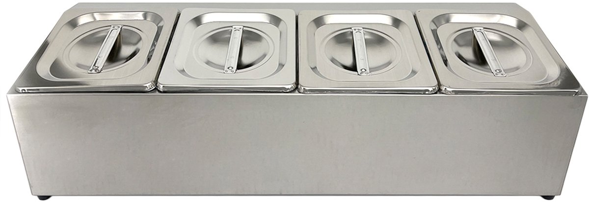 HCB® - Professionele Horeca Bakhouder - 4 x 1/6 GN - RVS / INOX - Incl. gastronorm bakken - Gastronormbak - 22.5x67x20 cm (DxBxH) - 4 kg - 7425