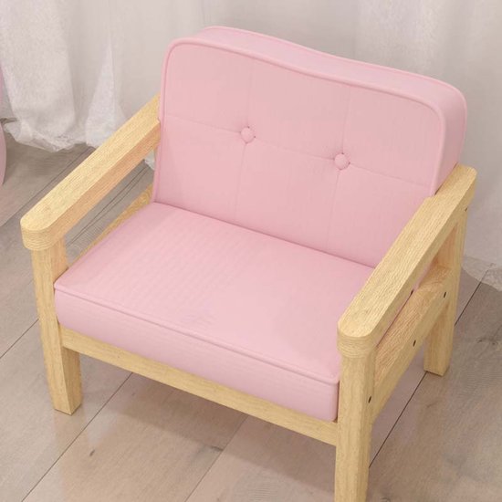 Kinderbank Fauteuil 46,5x44x45 cm Roze Stevig en duurzaam houten frame Zachte ribfluweelstructuur Schuimvulling Comfortabel om te rusten en te lezen Geschikt voor kinderkamer en speelruimte 46,5x44x45 cm Roze van Merkloos — afbeelding 4