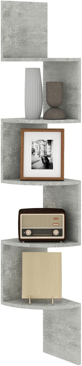 HOMCOM - Zwevende planken - Hout - 20x20x126cm - Grijs