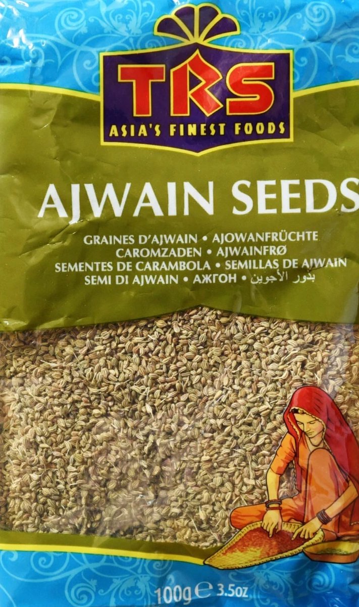 TRS Ajwain & Koningskomijn (100 g x 2) – Authentieke Indiase Specerijen, Aromatisch en Natuurlijk, Ideaal voor Koken, Curry’s, Brood en Traditionele Gerechten met Kajal Sticker
