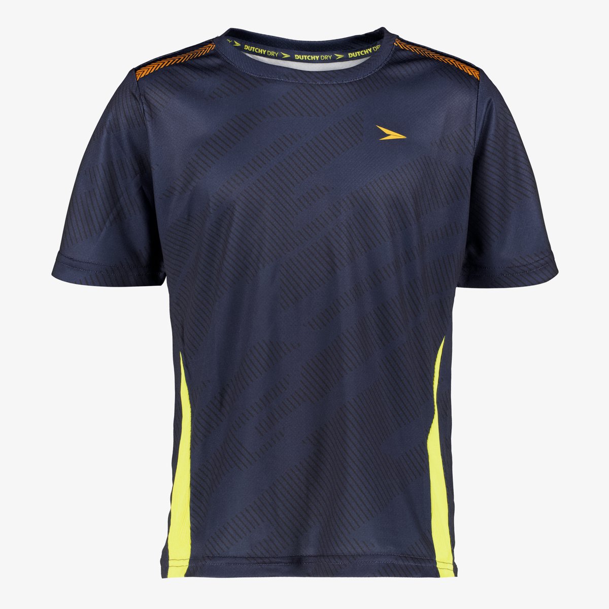 Dutchy Dry kinder voetbal T-shirt donkerblauw geel - Maat 164