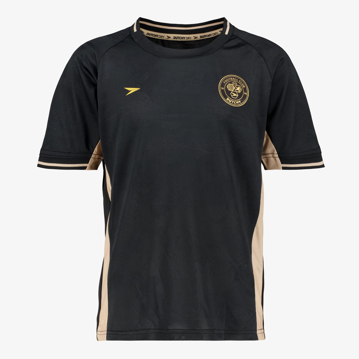 Dutchy Dry kinder voetbal T-shirt zwart beige - Maat 164