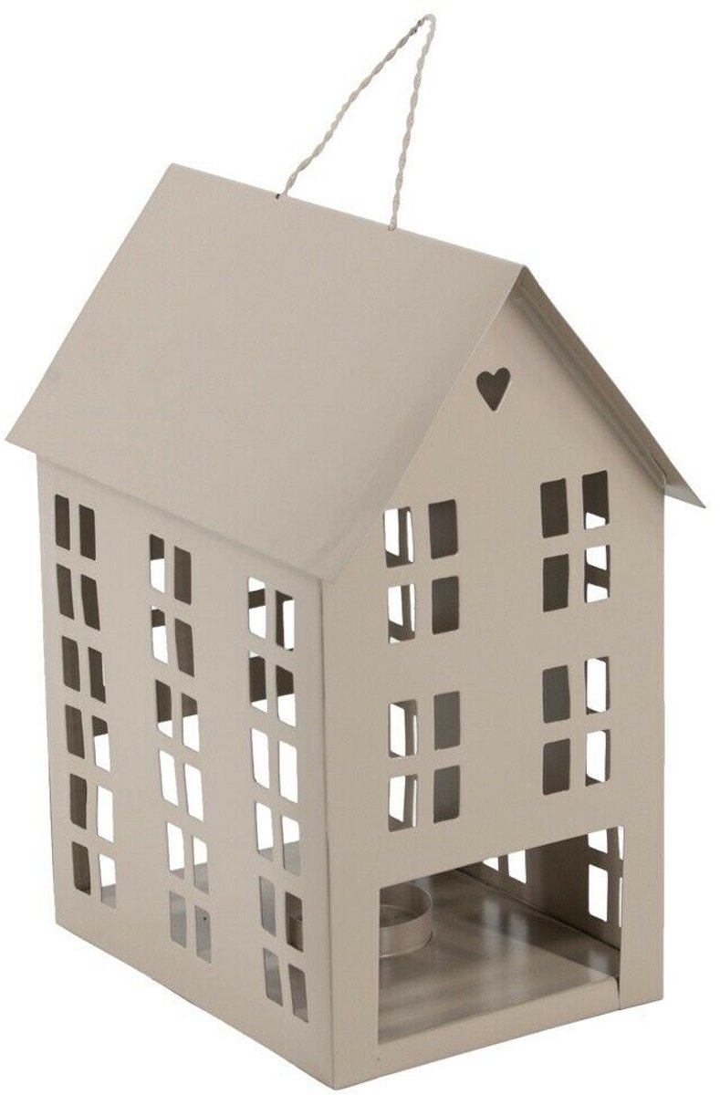 Metalen huisje waxinehouder sand