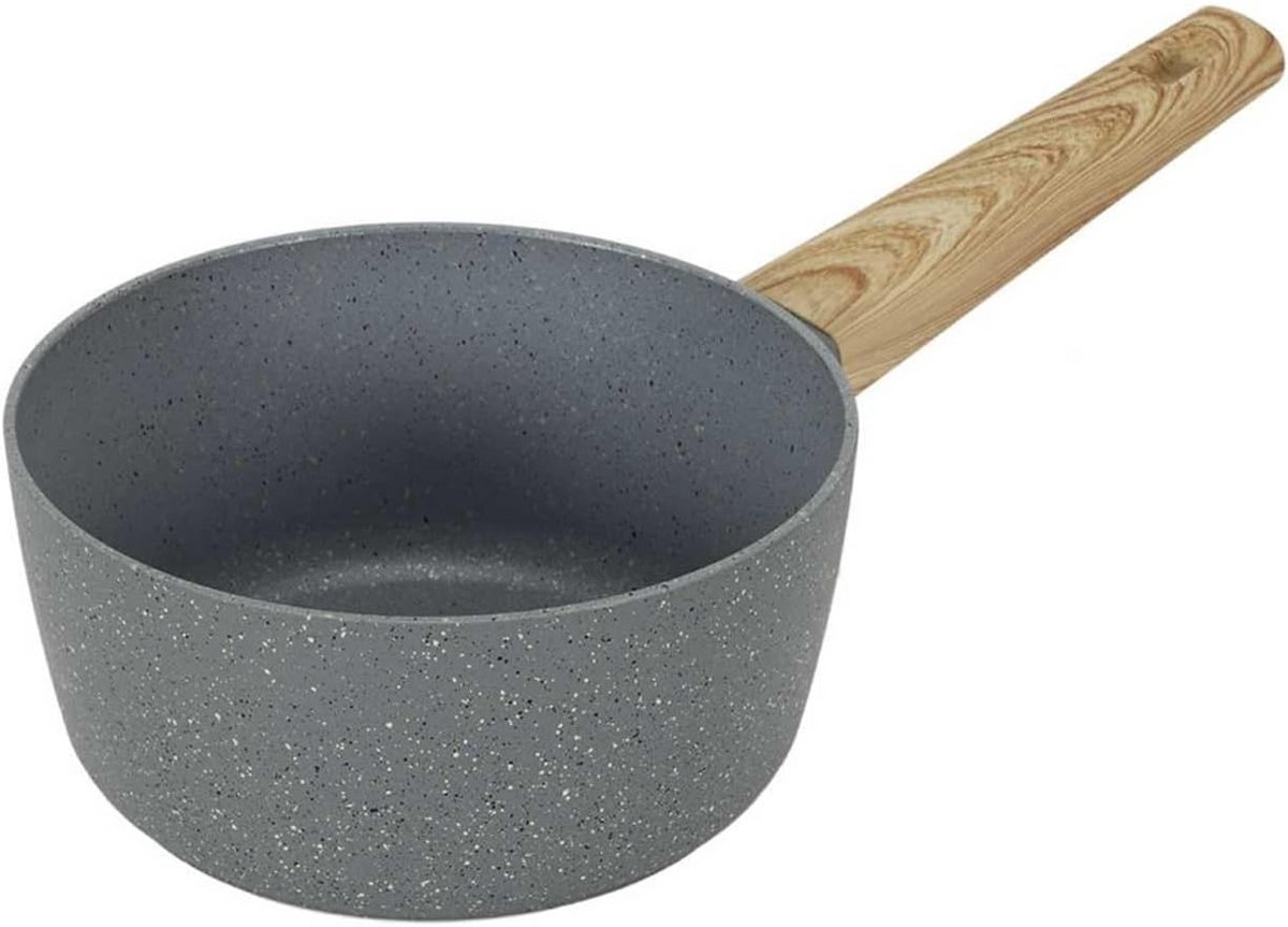Aluminium Sauspan 20 cm met Houtefect Handvat – Geschikt voor Inductie