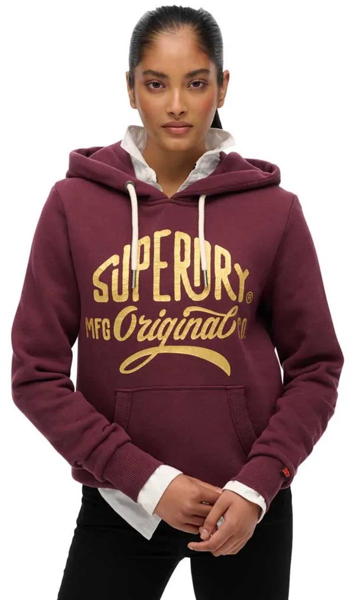 Superdry MFG Original Metallic Hoodie Dames Hoodies Paars