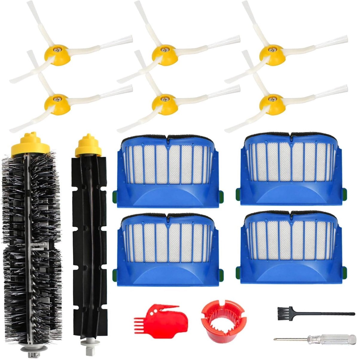 Vervangende onderdelen accessoires kit gescht voor i Robot Roomba 675 694 692 614 670 677 671 691 676 639 679 615 600 Serie Robot Stofzuiger Attachment, 1 Borstel Borstel 6 Zijborstels, 4 Filter