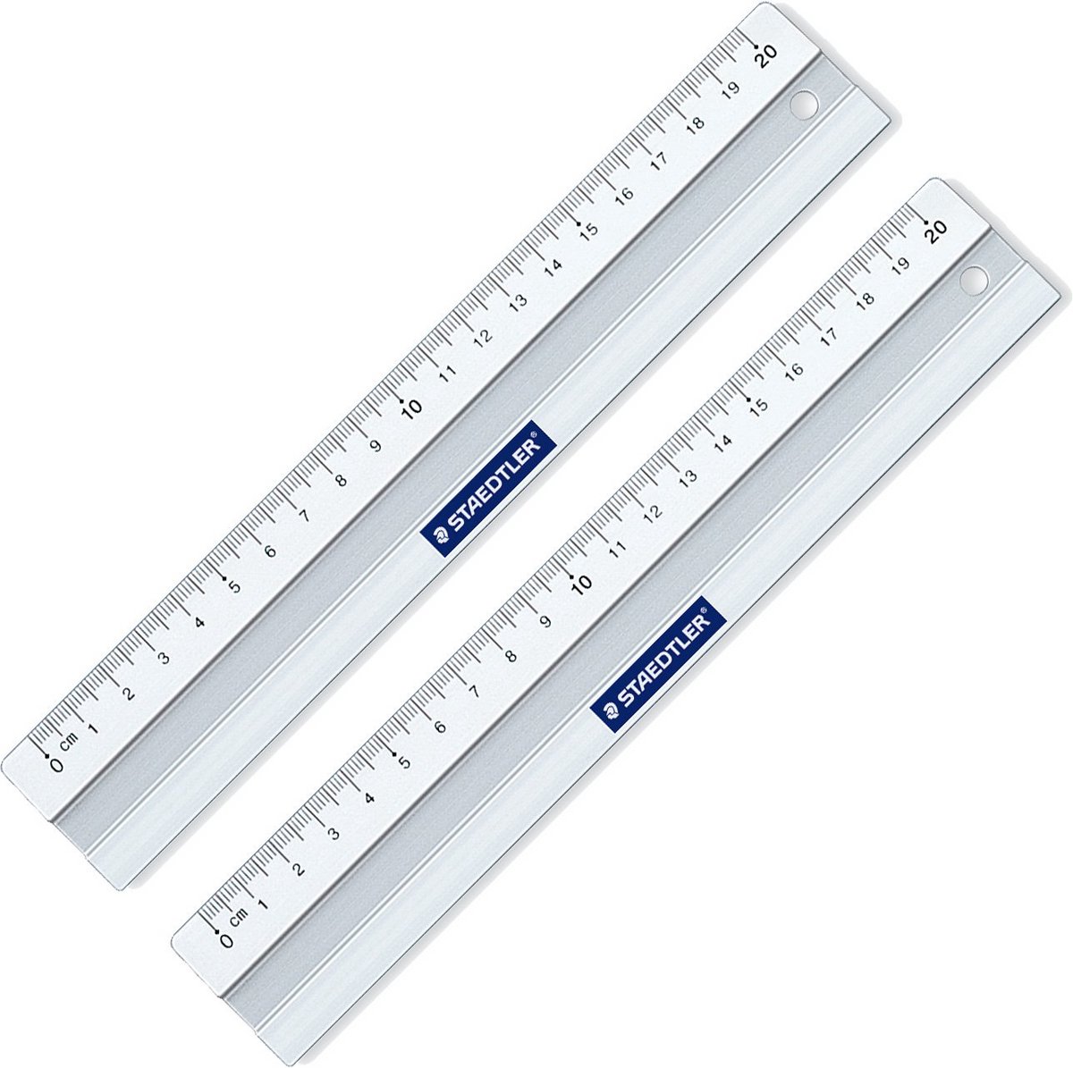 2x metalen liniaal 20 cm - precisie liniaal met antislipvoet