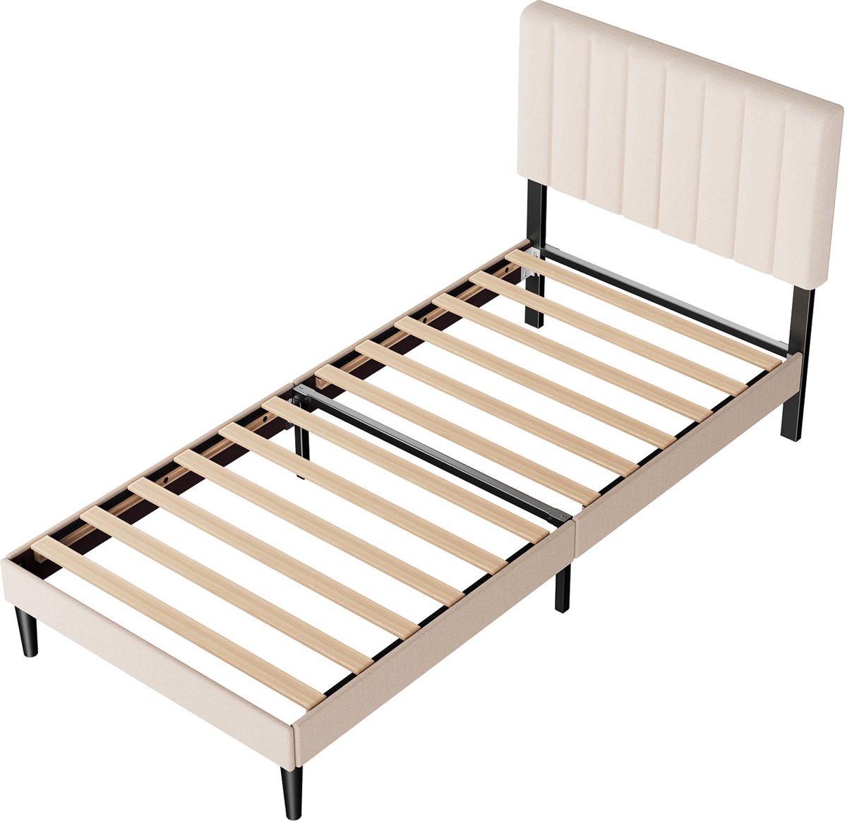 KUTAS Gestoffeerd bed - 90x200 cm - Modern Bedframe - Verstelbaar Gestoffeerd Hoofdbord - Eenpersoonsbedden - met Rugleuning - met rugleuning - Grote Opbergruimte Stevig - Stil - Grijs
