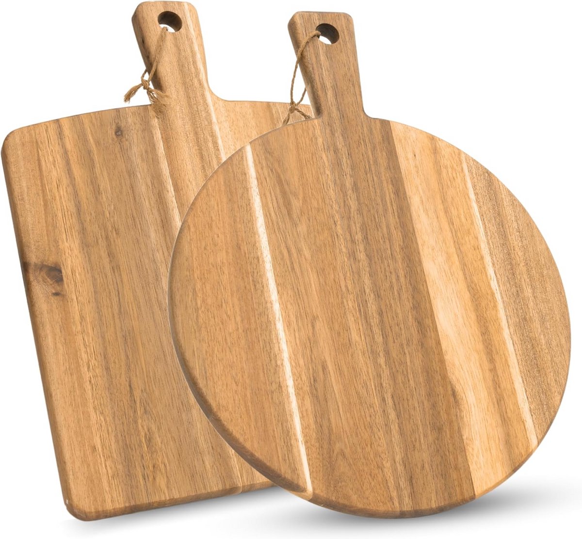Acacia Houten Snijplank Set van 2 met Handvat - Serveerplank voor Kaas en Vlees