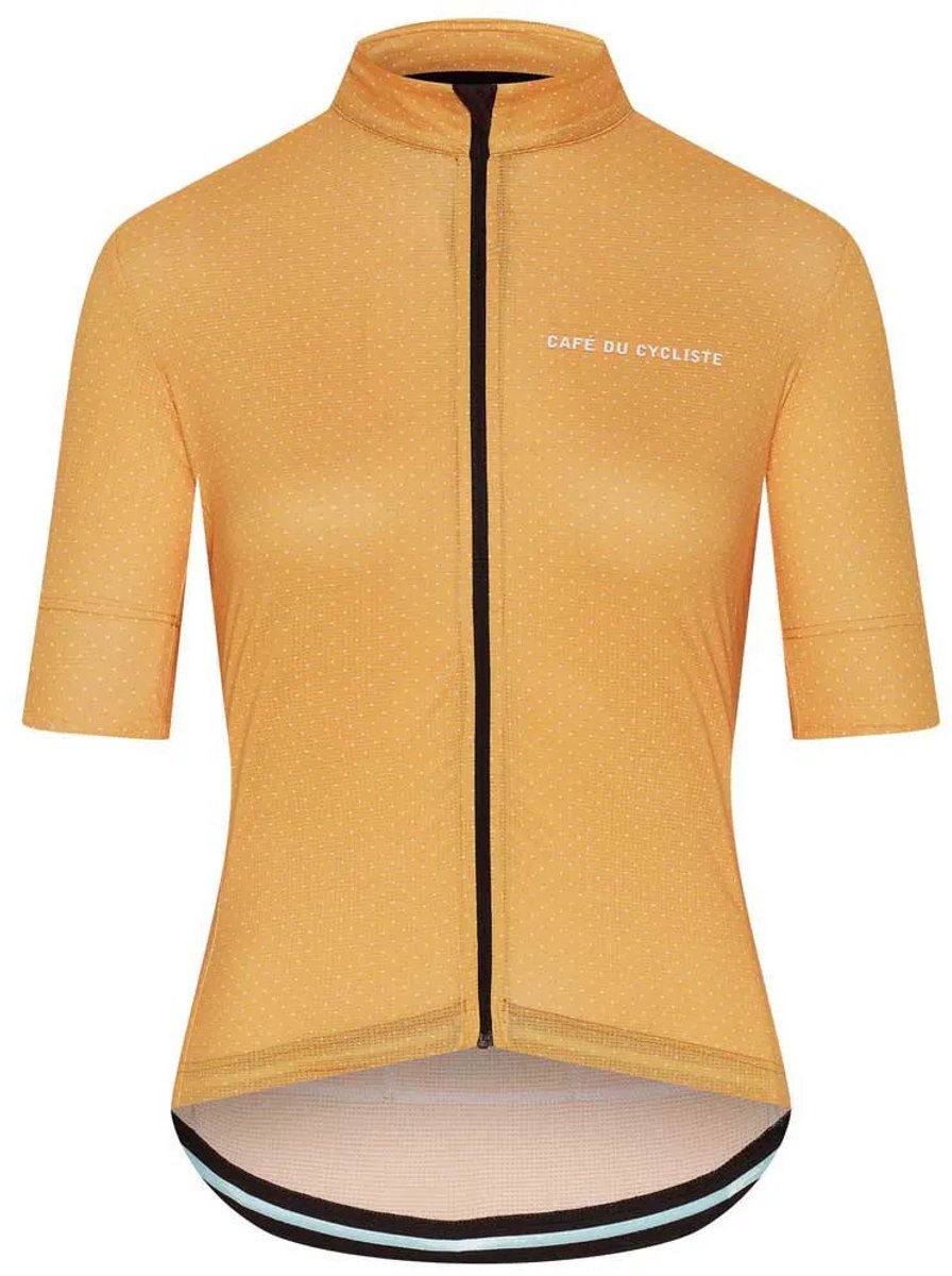 CafÉ Du Cycliste Fleurette Korte Mouw Wielertrui Geel,Oranje L Vrouw