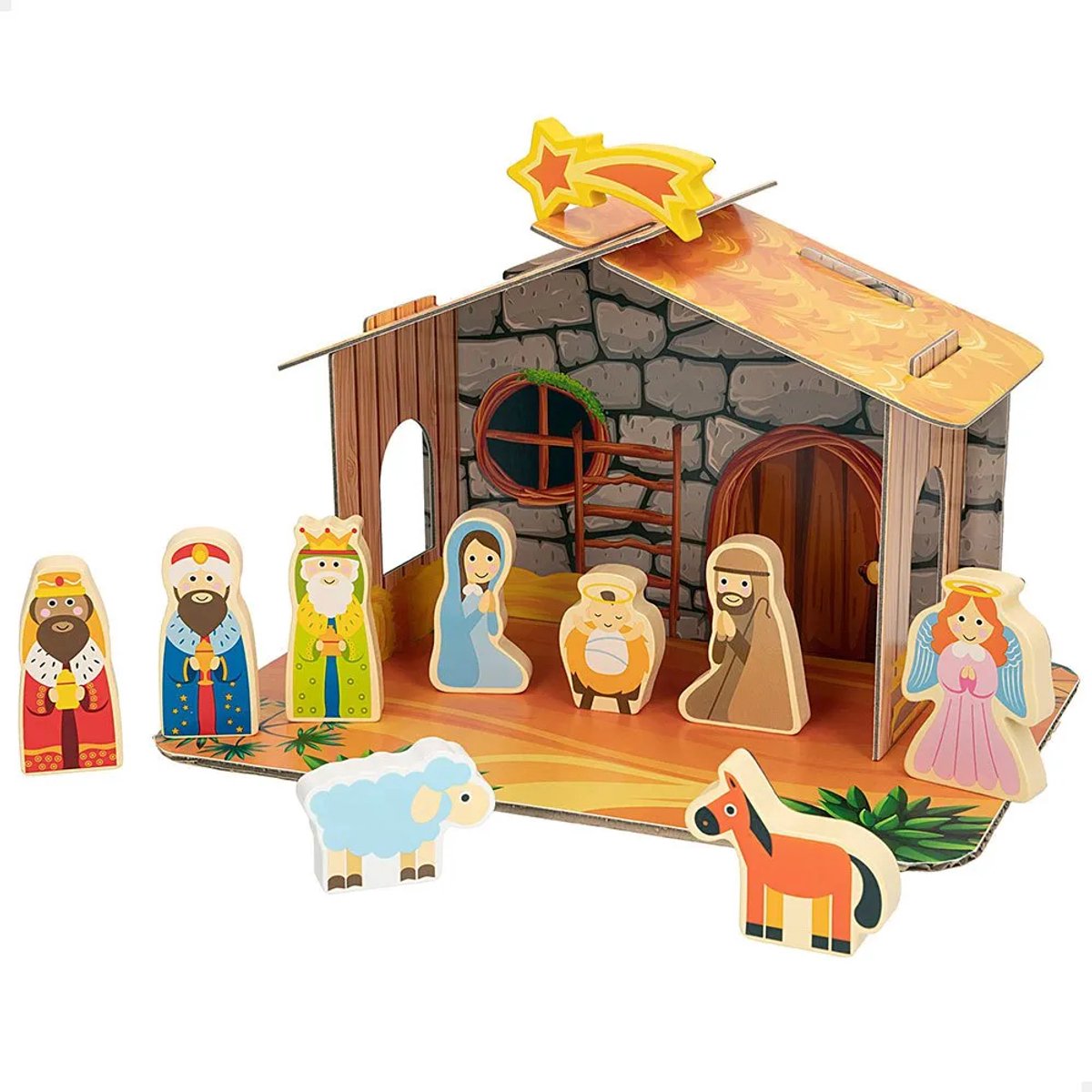 Woomax Magnetische Houten Kerstfiguren Uit Bethlehem 11 Stukken Bruin
