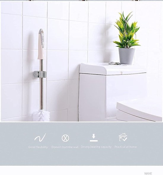4-stuks dweilhouders - Bezemhouders - Opbergclip voor dweil - Zelfklevend ophangrek - Ophangsysteem - Verstelbaar wandrek - Geschikt voor badkamers, keukens en tuinen (6*5 cm - Grijs) — afbeelding 3