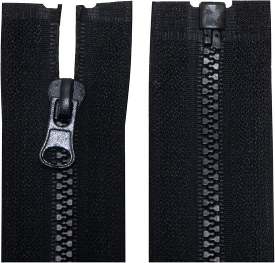 AERZETIX Rits Set Nr. 5 – 2 Stuks Niet-scheidbaar, 20 Cm, Zilveren Nylon Met Zwarte Band, Zelfborgend