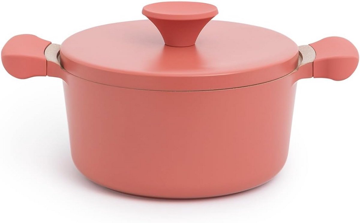 Gietaluminium Pan 24 cm Anti-aanbaklaag Terracotta Grijpen Geschikt voor Inductie Gas Keramisch Elektrisch
