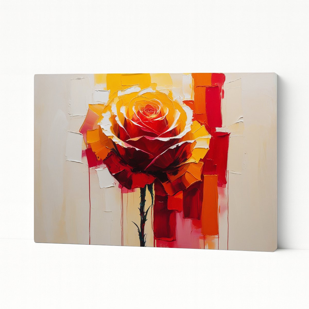 Abstracte roos – kunstobject – kunstwerk – Canvas schilderij – 90x60 cm
