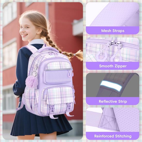 MAJEQZGY Roblox 3D Print School Backpack for Boys Girls 16 Inch Large Capacity Travel Backpack Bookbag Children's School Bag, pink glitter, L