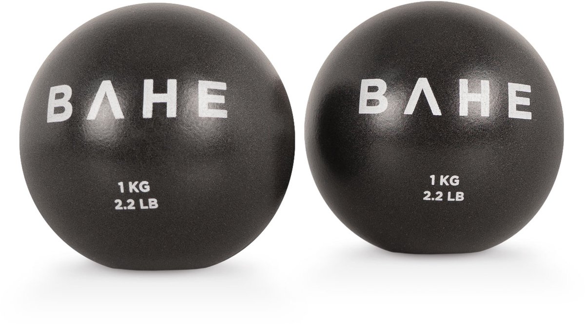 BAHE - Toning Balls 2 x 1kg - Yoga Gewichten - Pilates work-out - Gewichtenset - Anthracite