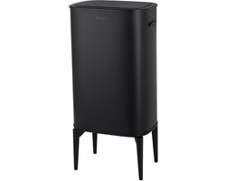 Bayt Prullenbak op pootjes - Prullenbak 60 Liter vuilniszakken - Prullenbak met Sensor - Vuilnisbak - Afvalbak - RVS - Zwart - 53L