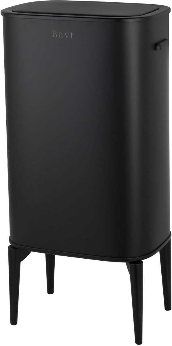 Bayt Prullenbak op pootjes - Prullenbak 60 Liter vuilniszakken - Prullenbak met Sensor - Vuilnisbak - Afvalbak - RVS - Zwart - 53L