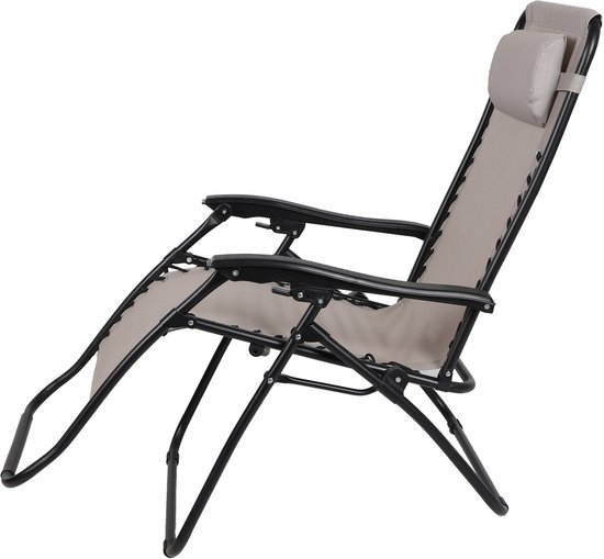 "LE PLAYA" SET VAN 2 RELAXFAUTEUILS TAUPE L176X64 X H108/46CM — afbeelding 3
