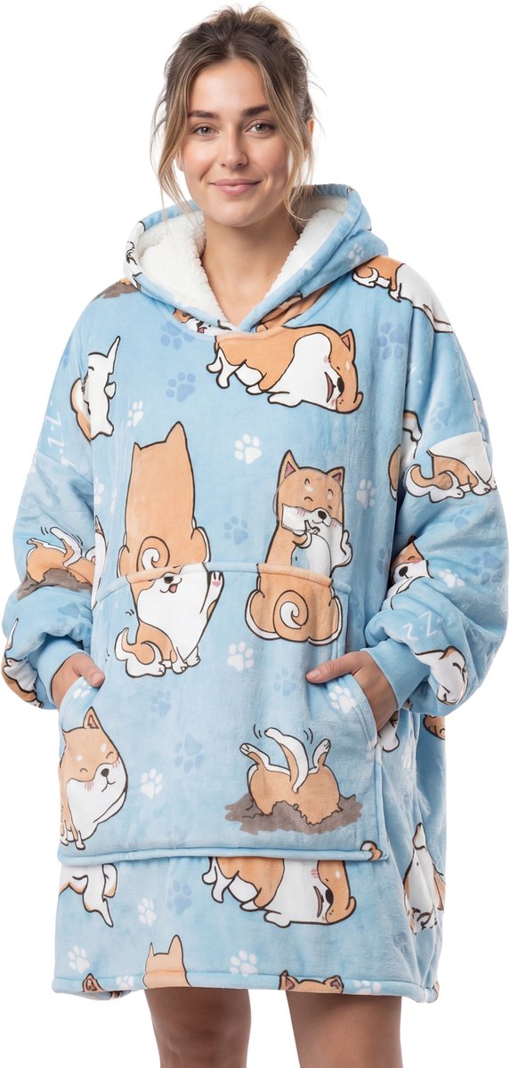 JAXY - Hoodie Deken - Snuggle Hoodie - Fleece Deken Met Mouwen - Snuggle - Cuddle Hoodie - 1450 Gram - Corgi