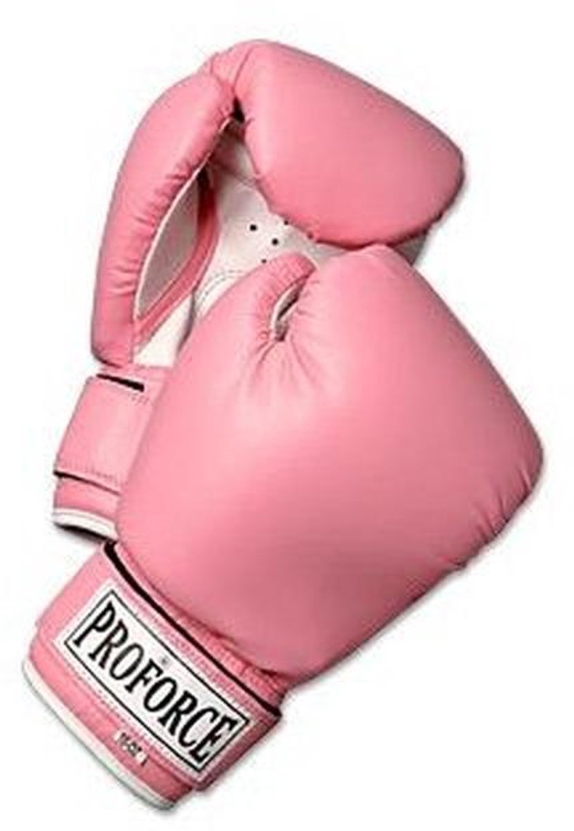 Kunstleer Bokshandschoenen 12 oz - Roze met Witte Palm