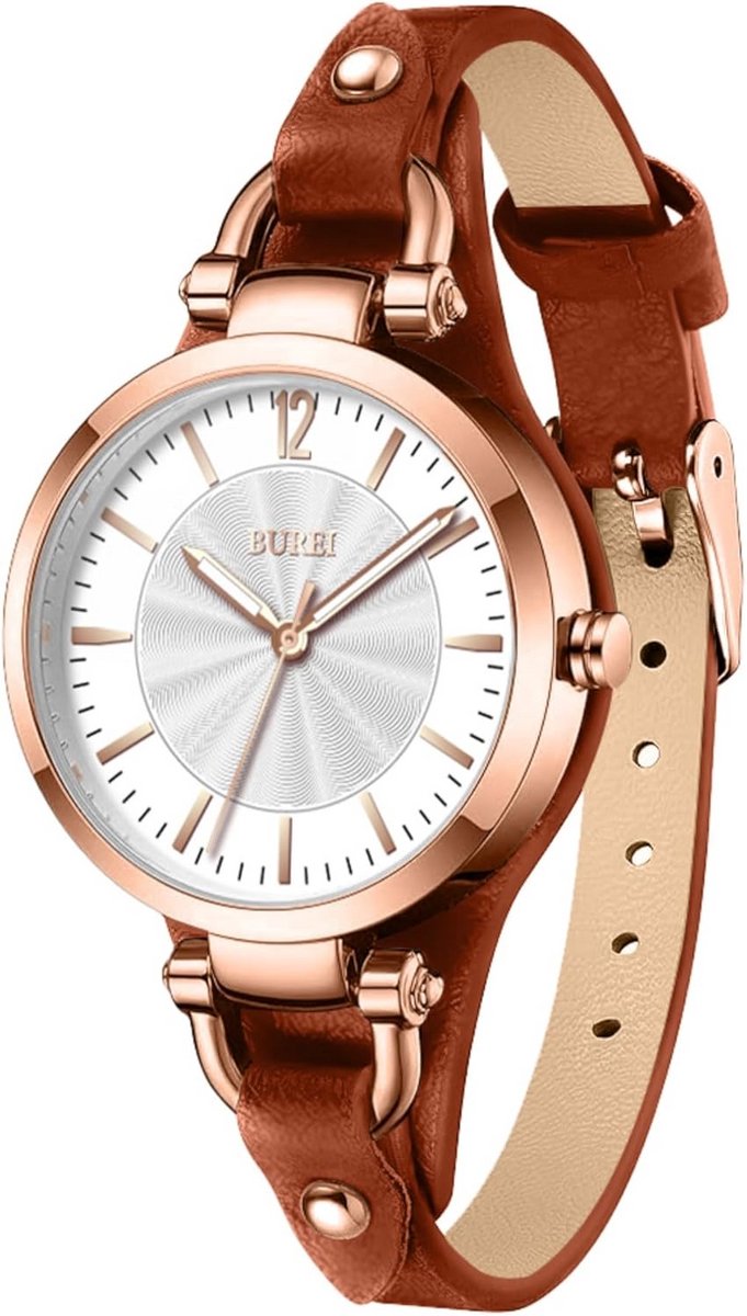 Klassiek Analoog Dameshorloge met Leren Band - Elegant Kwarts Polshorloge