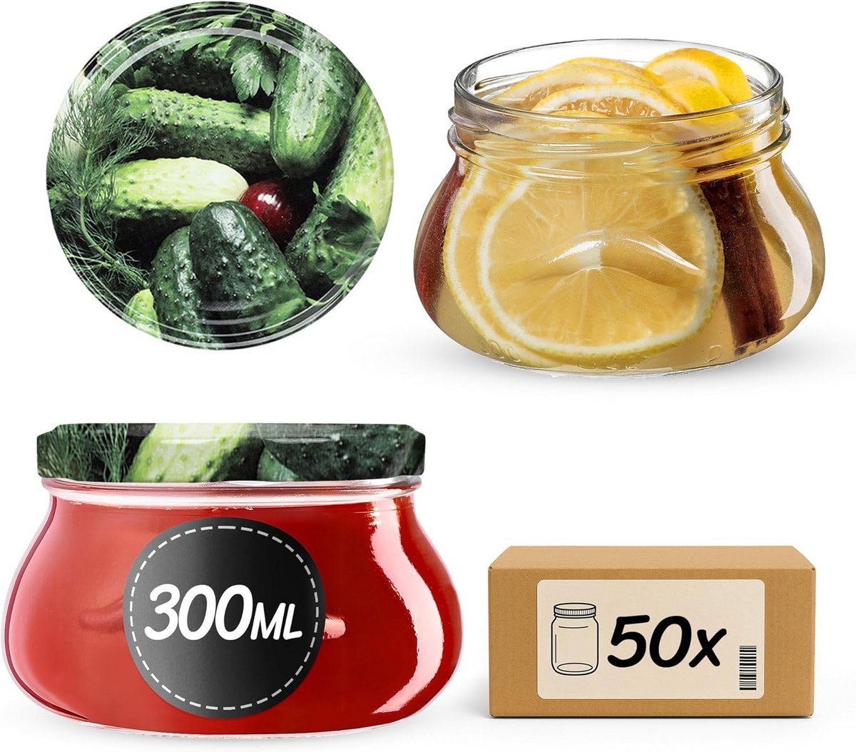 Jampotten 300 ml met schroefdeksel voor inleggen en decoratie