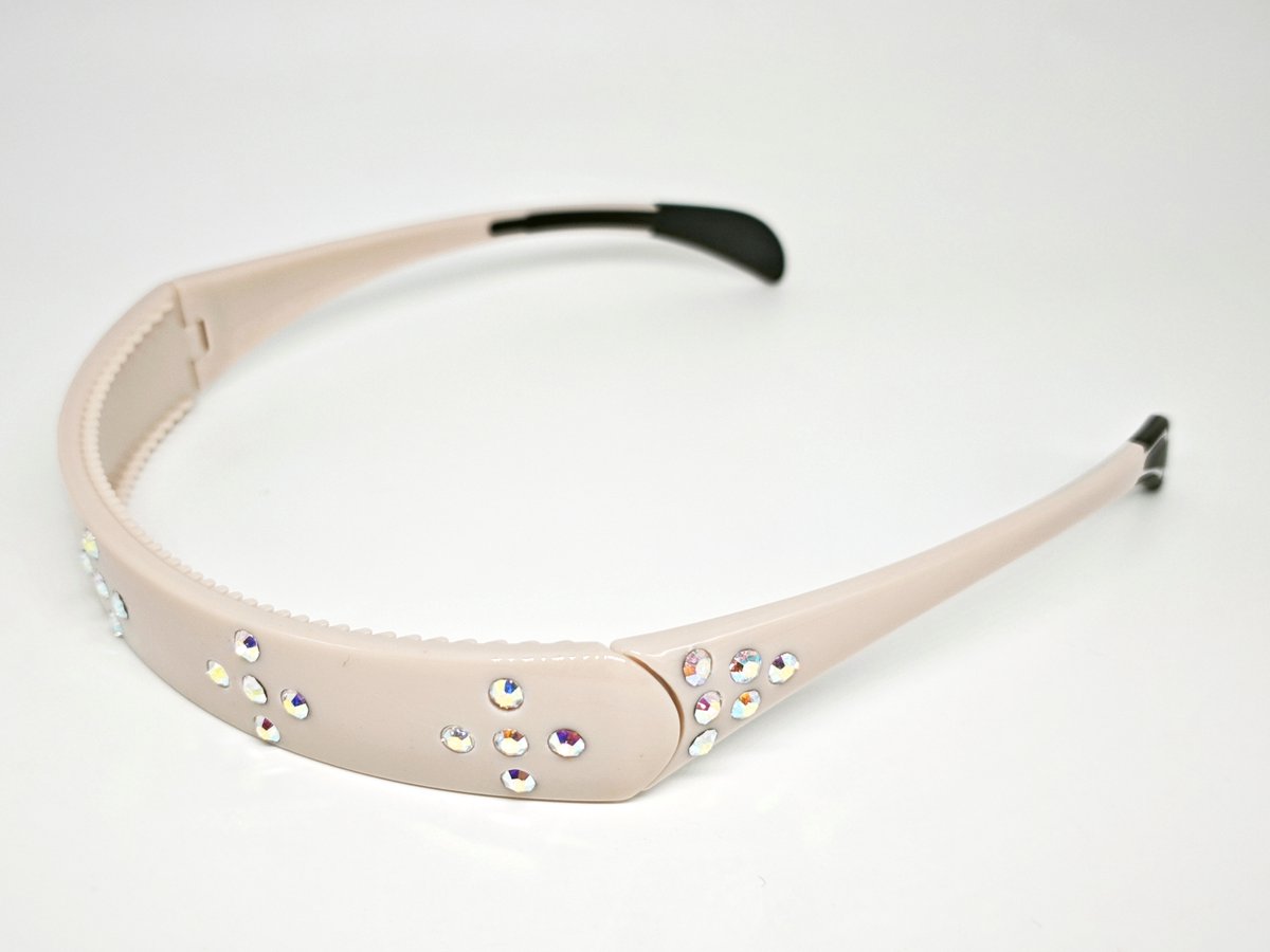 WK Opvouwbare kaki hoofdband met kleurrijke strass, zacht rubber kussen, lichtgewicht en duurzaam polycarbonaat, inclusief brillenhouder