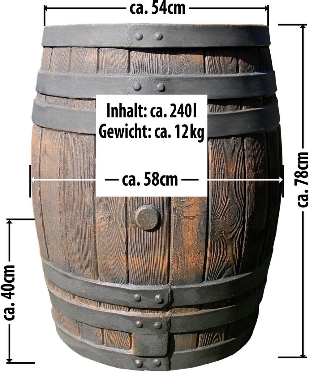 Waterton met kraan - Regenwaterbak opslag - Water opslaan - Rustieke eikenlook - 240 liter - Bruin