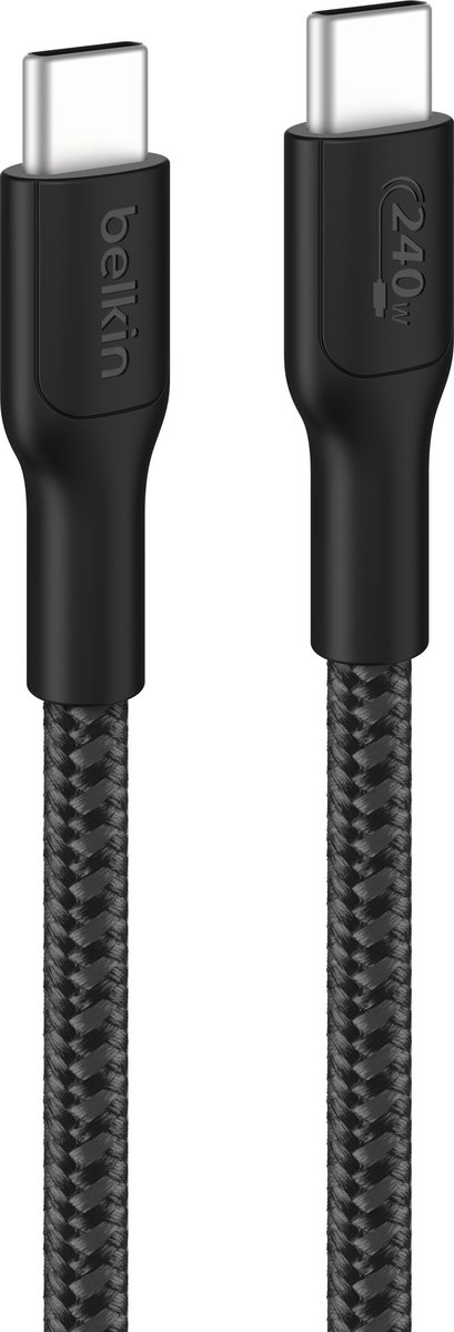 Belkin USB-C naar USB-C gevlochten kabel 240 W – 3 m –zwart