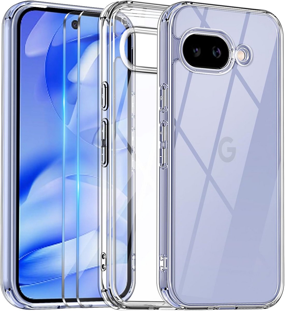 Schokbestendige Bescherming voor Google Pixel 9A met 2 Stuks Tempered Glass Camera Bescherming