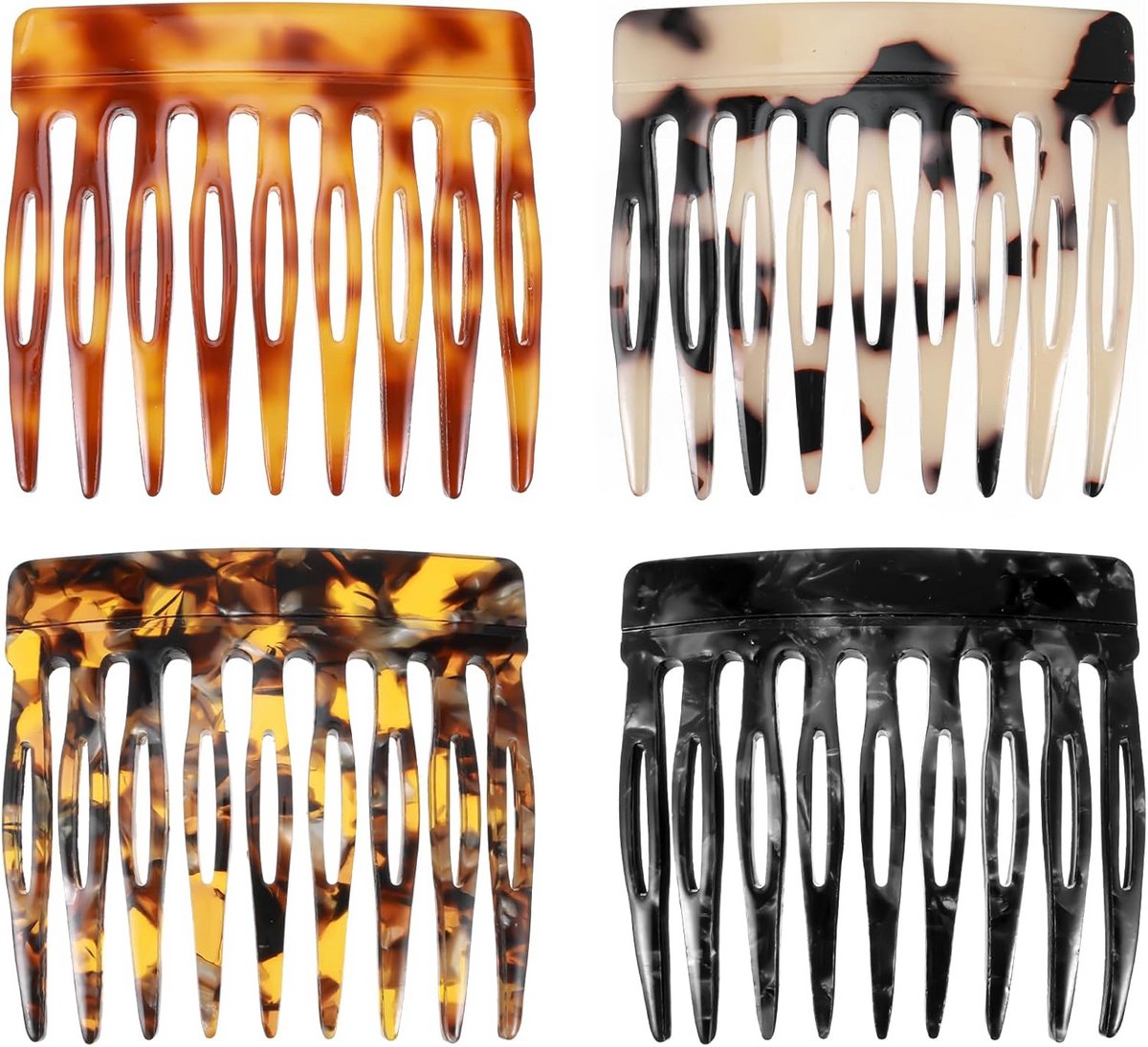 4-delige haarkammen voor alle haarsterktes - Vintage kammen met natuurlijke grip