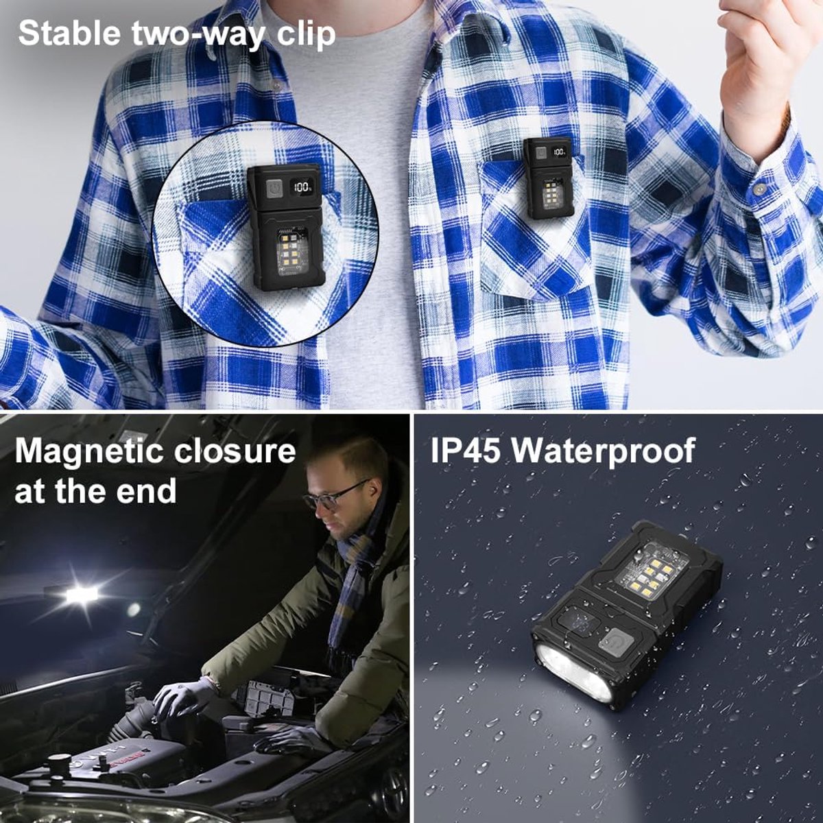 Zaklamp - Mini-Zaklamp - Zaklampen - Oplaadbare Led Zaklamp - Noodverlichting - Zaklamp Survival - Zaklamp Nood - Zaklamp Met Klip - 180 Graden Draaibare - Noodpakket - Kampeerlamp - Ip45 Waterdicht - Voor Thuis, Kamperen, Noodgevallen - Draagbare — cadeau in Sport & Outdoor - foto 7