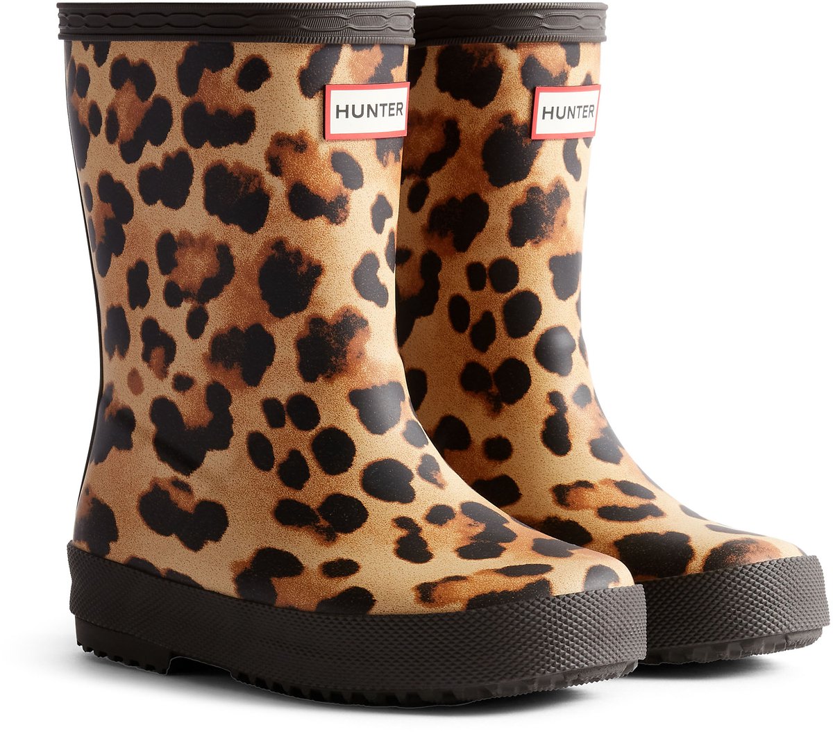 Hunter Kids First Leopard Print Boot Leopard/Chocolate Brown - Maat 24