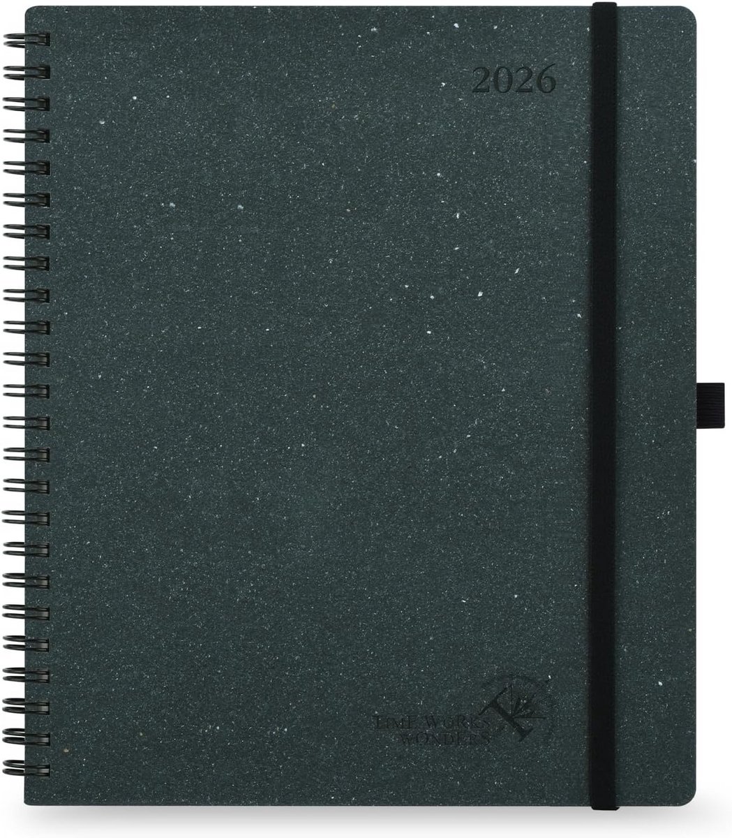 Weekplanner 2026 Groot Spiraal Agenda - Overzichtelijk Dagplanning en Afsprakenboek (Zwart Grijs)