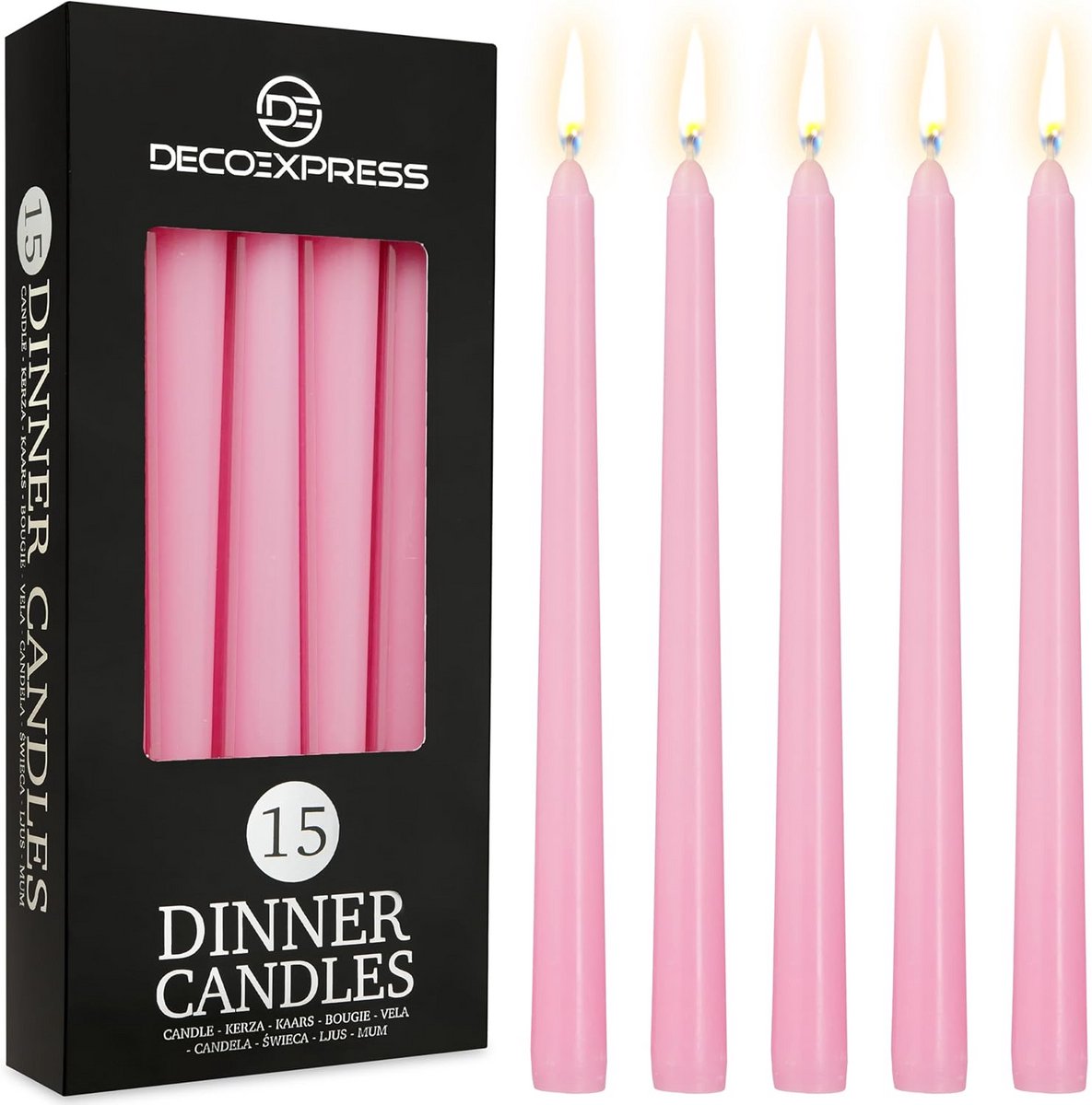 Klassieke Dripless Tapered Kaarsen Set - Decoratieve Diner Kaarsen voor Thuis en Feestelijkheden (Baby Roze, 15 Stuks)