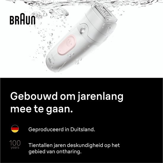 Braun Silk-épil 5 epilator onder water; Geproduceerd in Duitsland, 100 jaar expertise.
