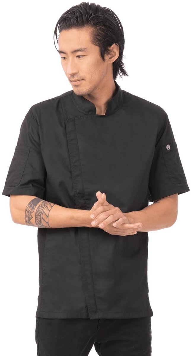 Unisex Chef Jas met Rits Large Zwart voor Koks