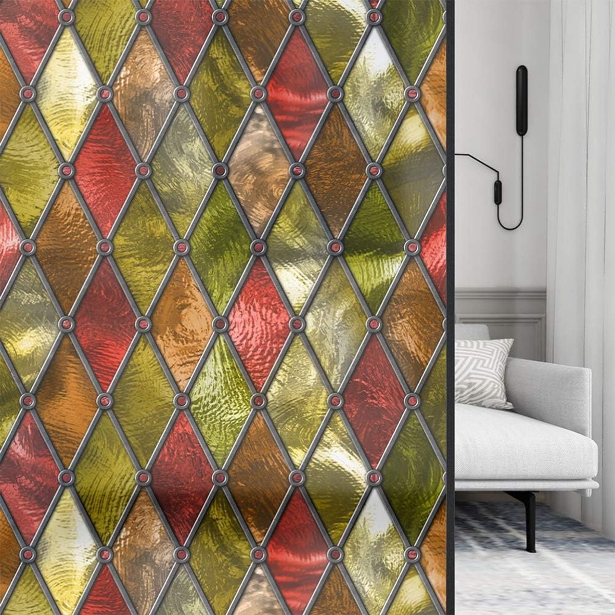 Raamfolie statisch- Glas-in-lood raamfoli- Zelfklevend & Statisch Hechtend-Raam privacy folie- Raamfolie - Decoratieve Folie voor Ramen-goed
