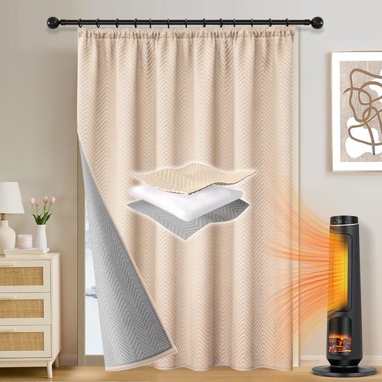 KGORGE Ruimteverdeler, gordijn, 200 cm breed, ondoorzichtig, thermogordijn, bescherming tegen kou, deur, verduisteringsgordijnen met inslagringen, deurgordijn, warmtebescherming, 1 stuks, 210 x 200 cm
