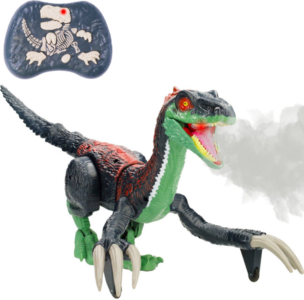 Silvergear RC Dino - Rook, Licht & Geluid - Afstandbestuurbaar Interactief Dinosaurus Speelgoed - Bestuurbare Auto - Jurassic Dieren - Dino Spel - Dinosaurussen Speelfiguren - Therizinosaurus - Cadeau voor Jongens en Meisjes - Groen — afbeelding 12