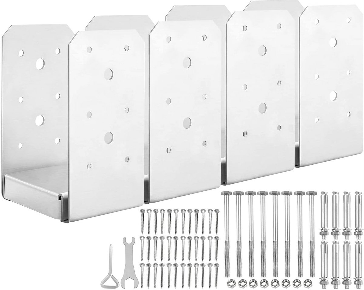 Roestvrijstalen Postbasis voor 4"x4" Houten Palen - Set van 4 - Verstelbare Paalbeugels voor Duurzame Bevestiging