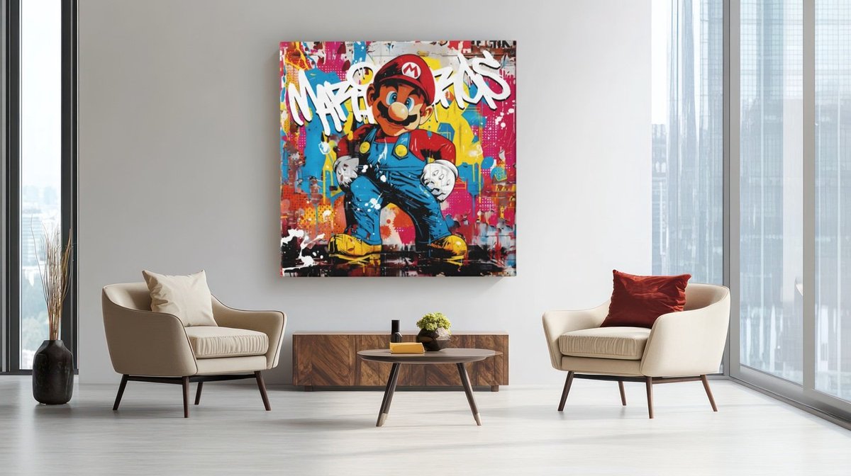 Trendex Global Vierkant Canvas Schilderij - Pop Art - Graffiti - Kleurrijke Wall Art - 100x100 cm