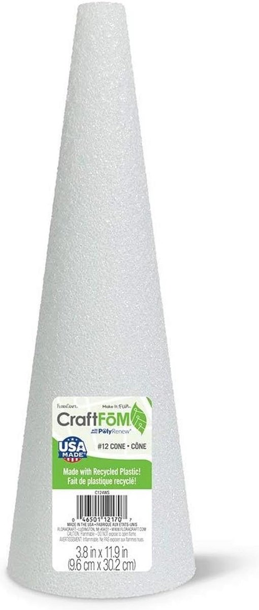 Piepschuim Cone 12 Inch x 4 Inch voor Bloemen- en Knutselprojecten