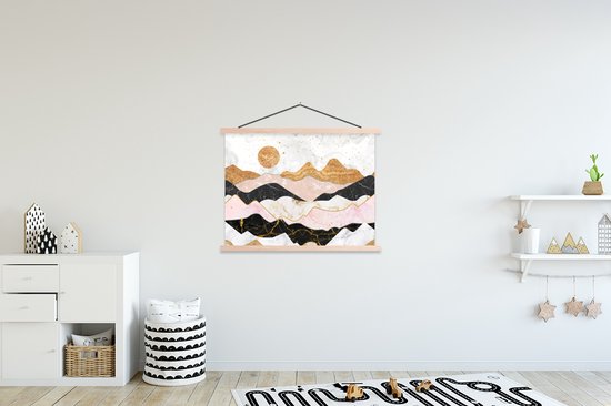 Porte-affiche avec affiche - Affiche scolaire - Marbre - Or - Pastel - 120x90 cm - Lattes vierges