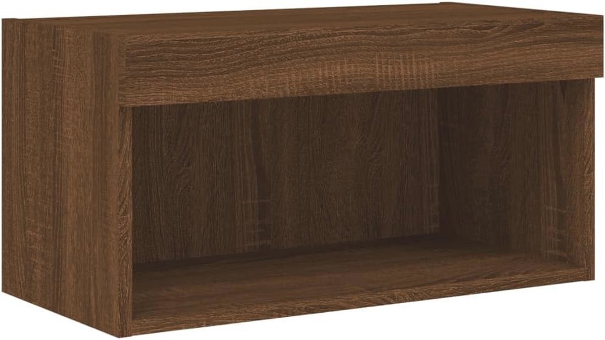 TV-meubel met LED-verlichting - 60x30x30 cm - Bruin Eiken