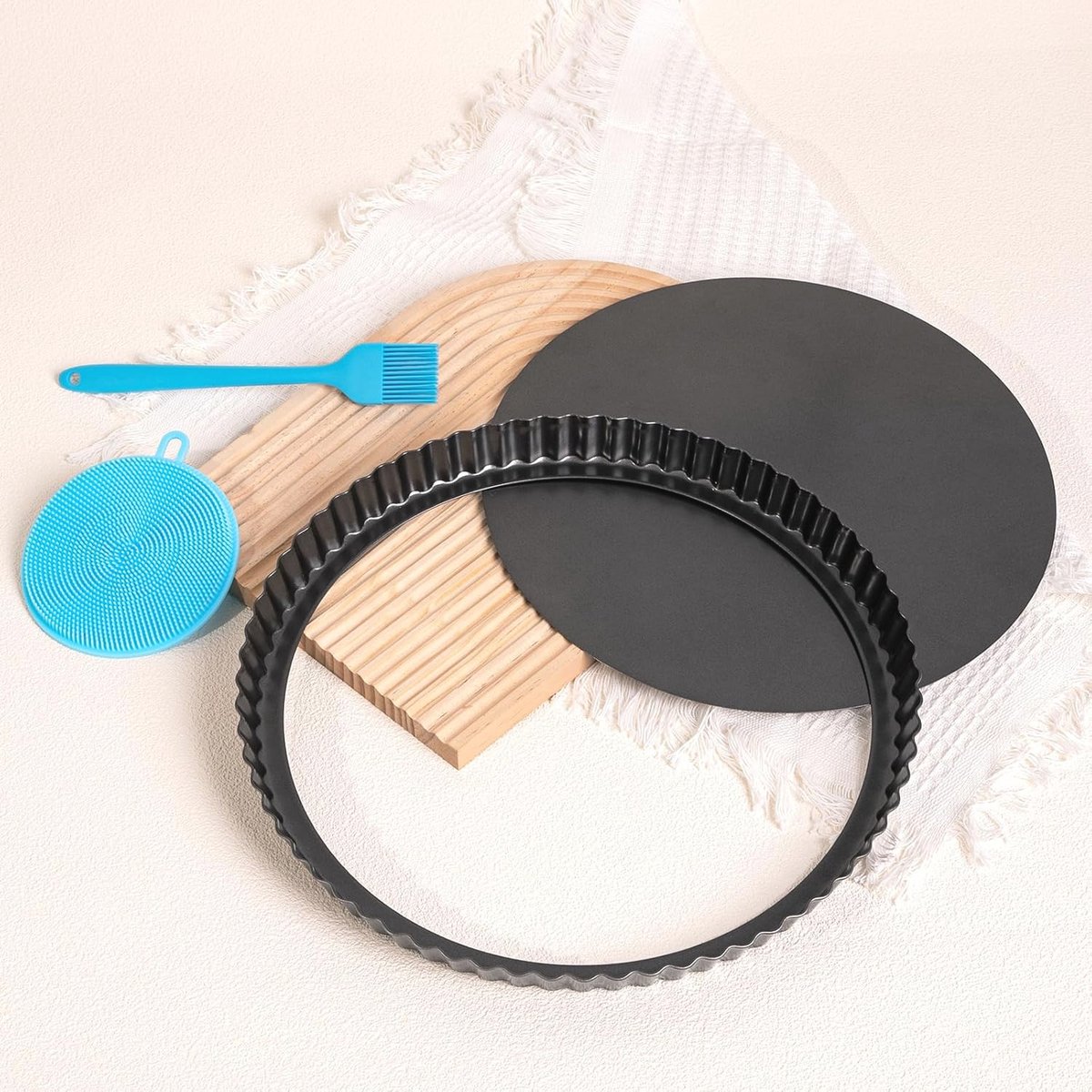 Losse bodem taartvorm 32 cm voor quiche en vlaai - Anti-aanbak taartpan