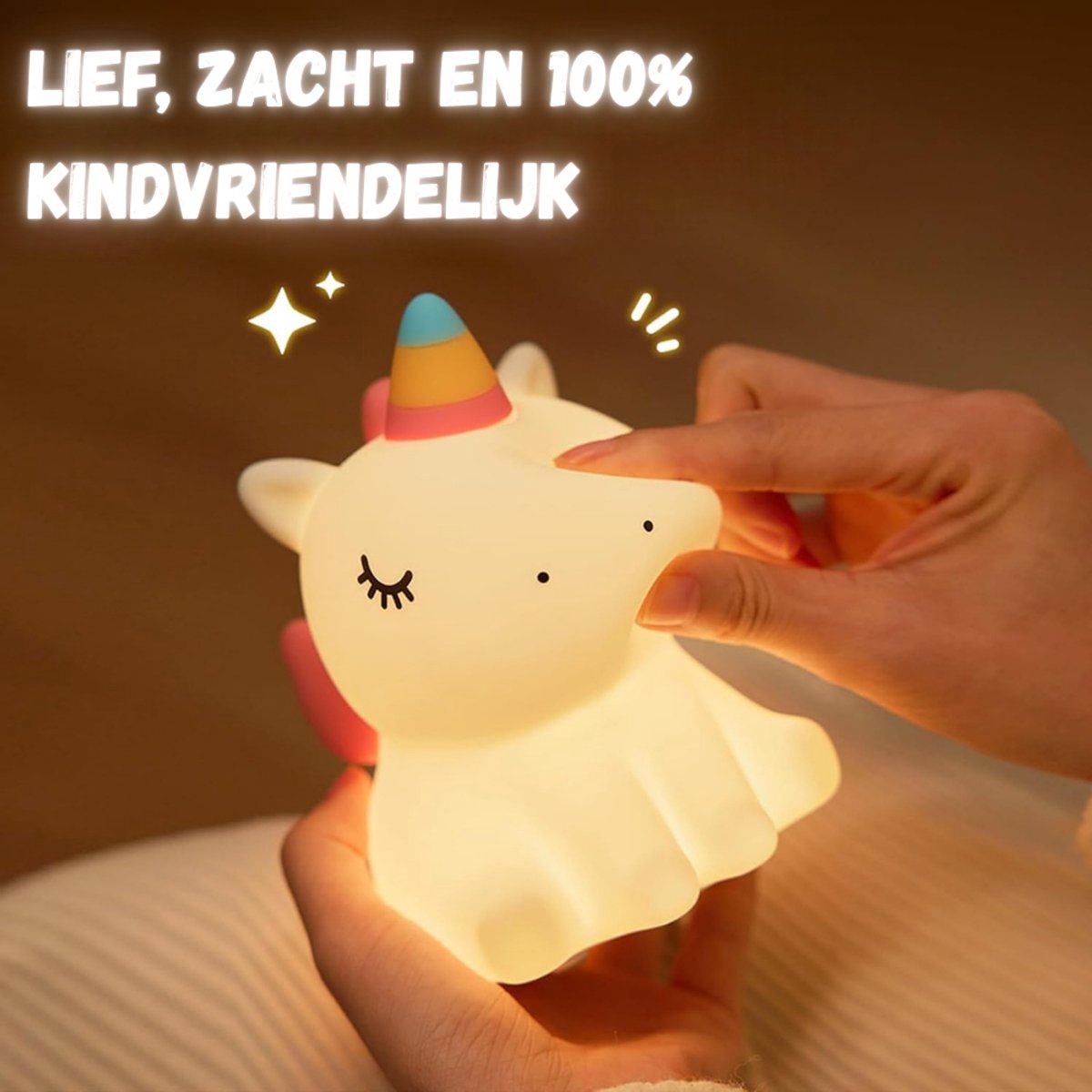 Kinder Nachtlampje Eenhoorn – LED Baby Nachtlamp – Dimbaar & Touch Sensor – Warm Wit Licht – USB Oplaadbaar – Zacht Siliconen – Veilig voor Kinderen – 30 Min Timer — cadeau in Spellen & Speelgoed - foto 2